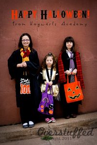 Themed Halloween costumes—Hogwarts and Harry Potter