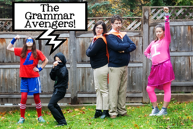 Family Halloween Costumes: The Grammar Avengers!