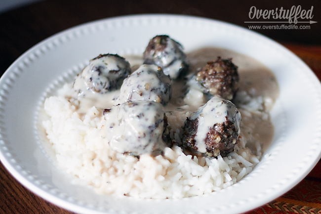 Parmesan Meatballs and Rice with Mushroom Sauce