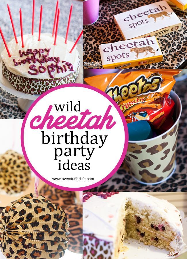 Throw a super simple cheetah birthday party! Easy ideas for cheetah party favors, cheetah cake, cheetah decorations, and fun cheetah party games. via @lara_neves