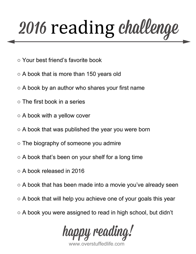 Overstuffed 2016 Reading Challenge—Only 12 Books!