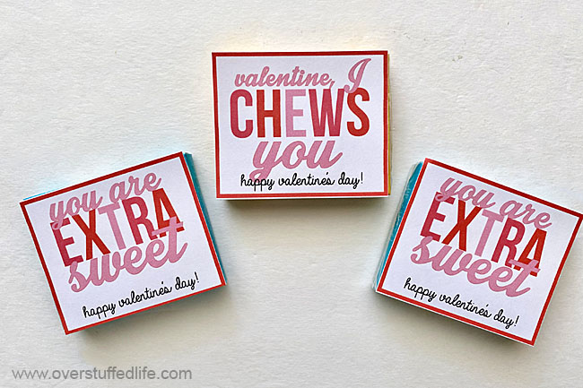 Two Valentine Printables for Chewing Gum