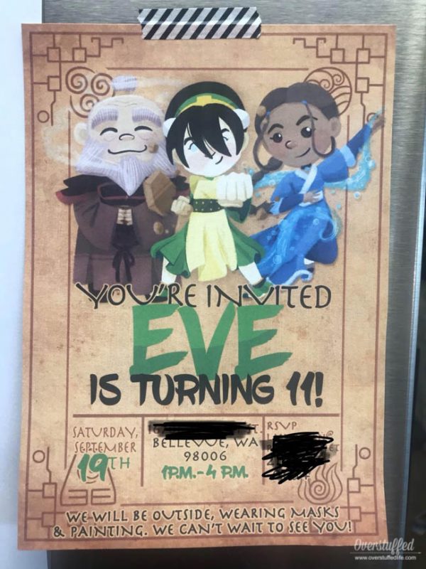 Avatar the Last Airbender birthday party invitation