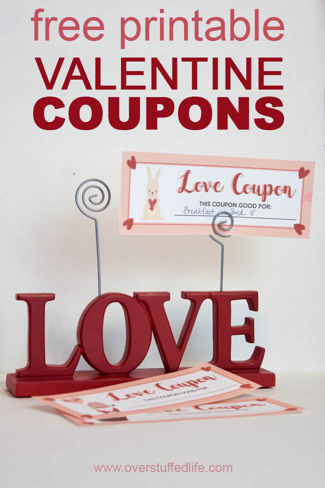 Print out these adorable valentine's day love coupons to give to your significant other, kids, friends, and anyone else for Valentine's Day this year!