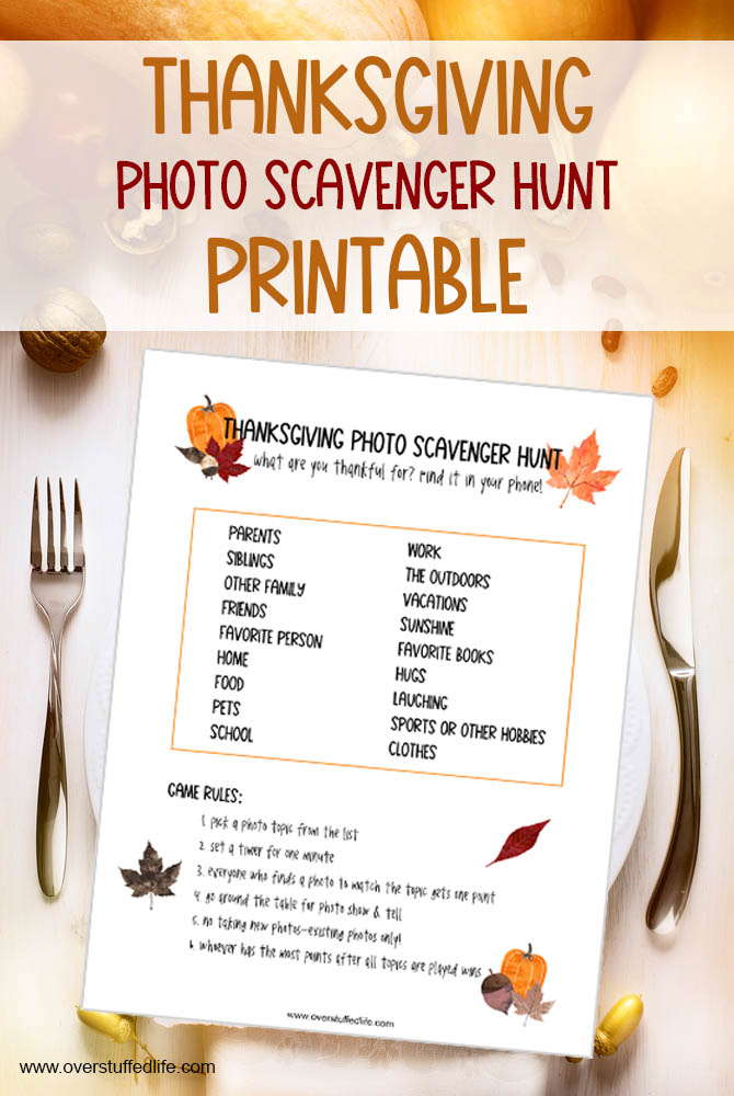 Free Printable: Thanksgiving Photo Scavenger Hunt