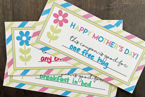 Printable Mother's Day Coupons with stripes and flowers