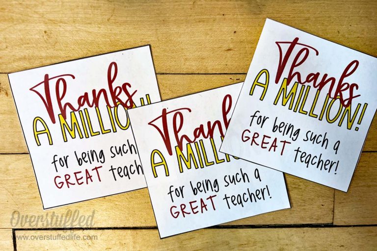 Thanks a Million Teacher Appreciation Printable and Candy Bouquet