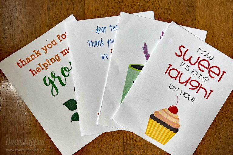 Cute Teacher Appreciation Cards: Free Printable