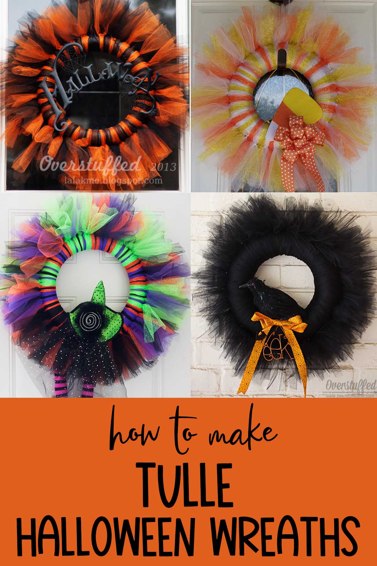 DIY Tulle Halloween Wreath—Candy Corn Style! via @lara_neves