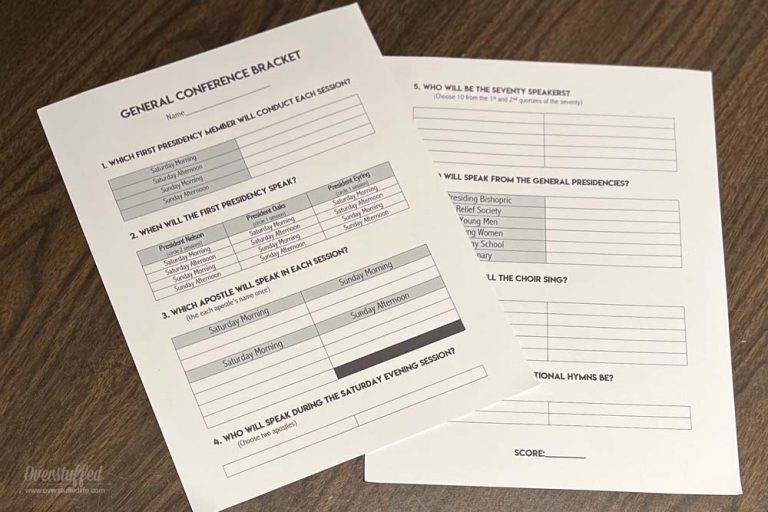 Fantasy General Conference Printable Bracket