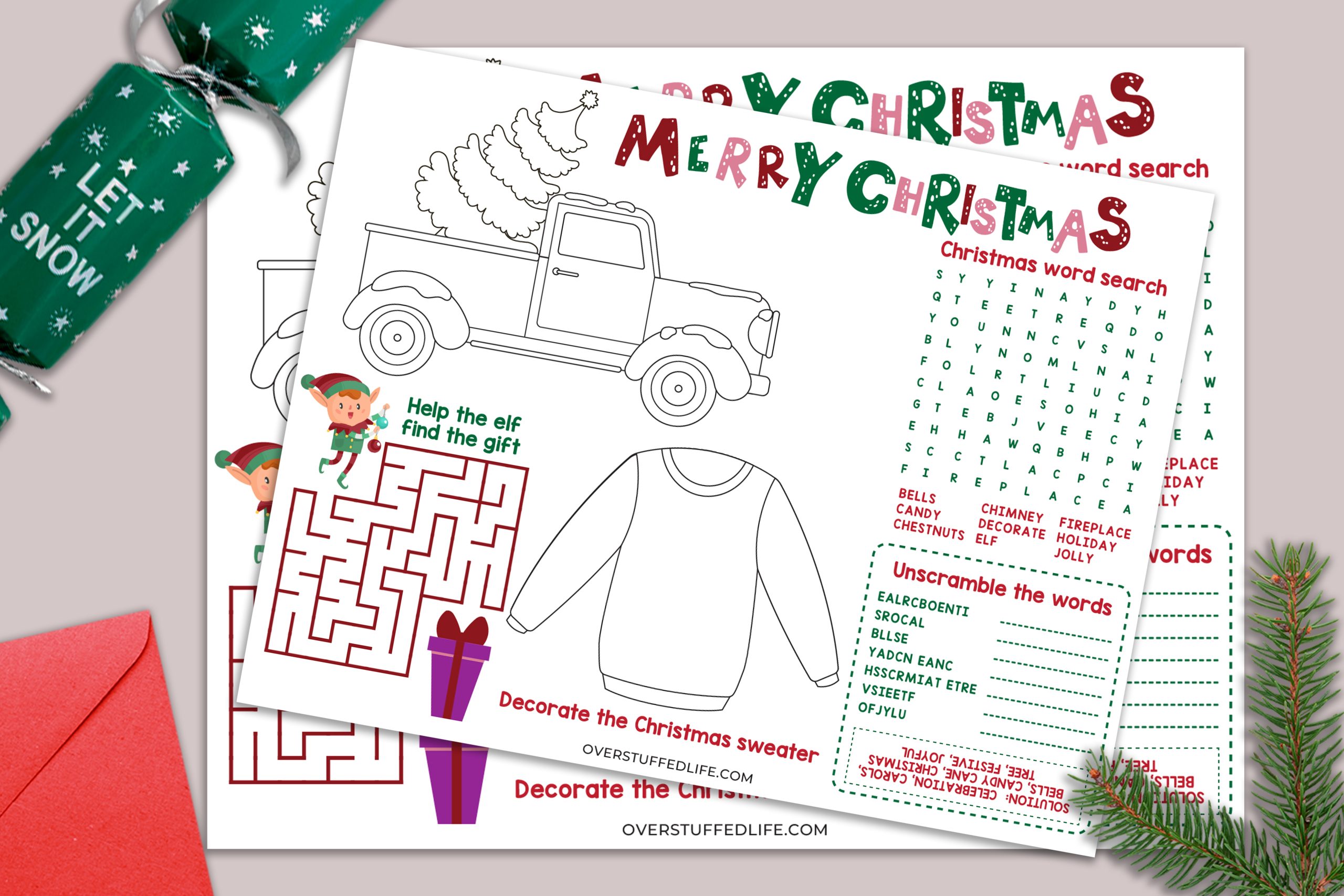 Free Printable Christmas Activity Placemat for Kids - Overstuffed Life